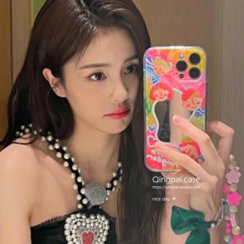 易夢玲白鹿同款鏡面適用iphone15promax女16蘋果12手機殼11新款xr全包14plus防摔13pro明星12pro創意小眾軟殼