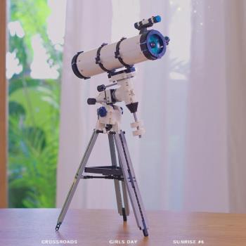 哲高積木天文望遠鏡迷你小顆粒兒童益智拼裝玩具擺件男孩生日禮物