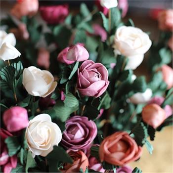 掬涵法式玫瑰手工寫意花假花情人節裝飾花復古花藝仿真花婚禮造景