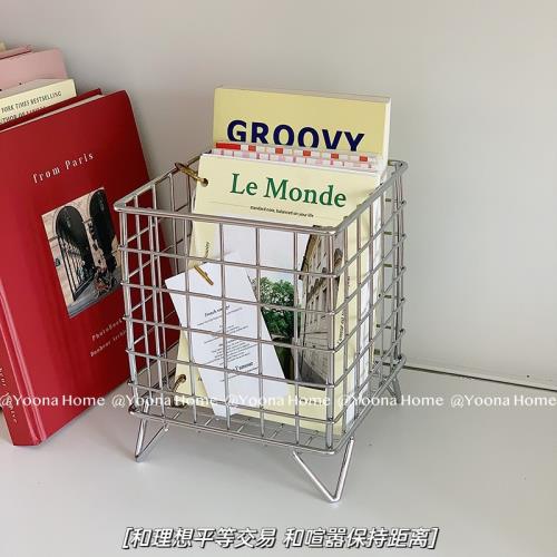 ins不銹鋼銀色收納筐放面膜的收納盒雜物零食咖啡膠囊收納籃儲物