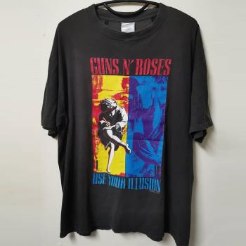Guns N Roses槍炮與玫瑰搖滾人像槍花樂隊vintage潮牌FOG情侶半袖