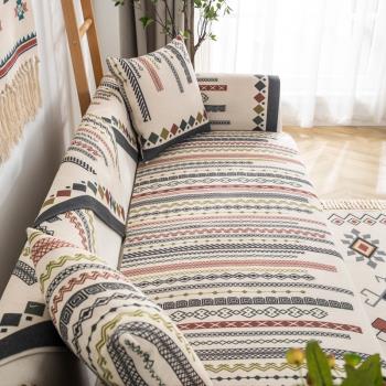 沙發墊四季通用布藝皮防滑棉麻三人坐墊子北歐風格套罩巾靠背客廳