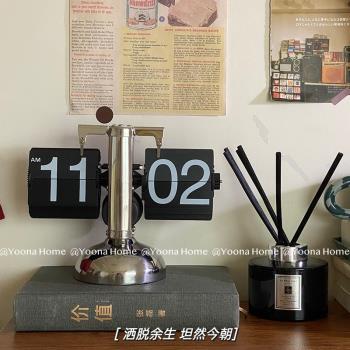 翻頁鐘自動復古機械鐘表創意擺件臺式座鐘時鐘客廳數字電子鐘