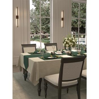 高端桌旗美式輕奢復古墨綠色現代簡約北歐風餐桌茶幾桌布中間長條