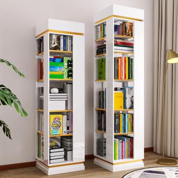 書架置物架落地靠墻旋轉書柜現代簡約客廳創意收納柜家用立柜窄柜