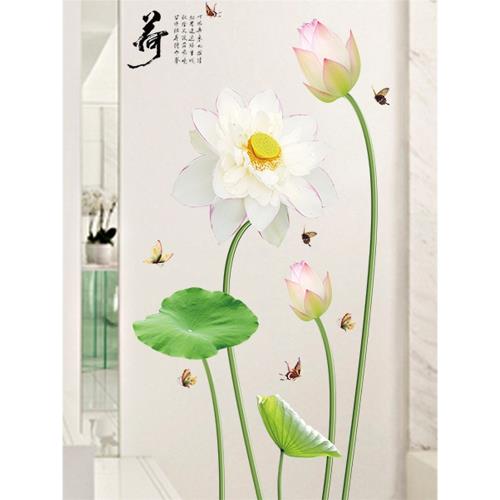 衛生間魚缸荷花圖案玻璃墻貼紙|居家飾品|ETMall東森購物網