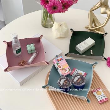 Yoona Home 韓國ins桌面皮革收納盒鑰匙盒化妝品首飾雜物置物盤
