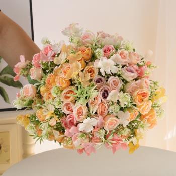 玫瑰套裝餐桌北歐擺放仿真花