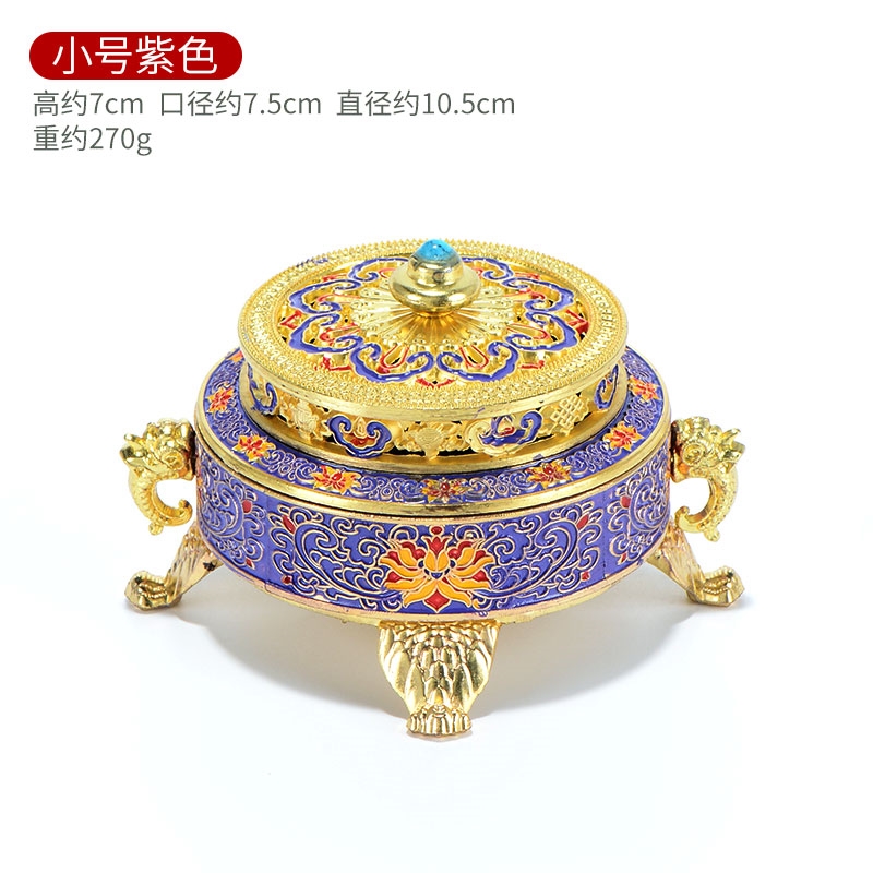 歐斯特八吉祥銅香爐景泰藍琺瑯彩繪蓮花熏香爐佛前熏香爐擺件|香薰爐