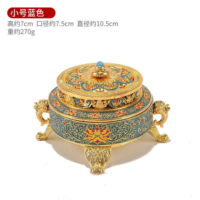 歐斯特八吉祥銅香爐景泰藍琺瑯彩繪蓮花熏香爐佛前熏香爐擺件|香薰爐