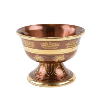 印度手工紫銅鍍金圣水杯 八吉祥供水杯凈水杯西藏式供水碗 小大號