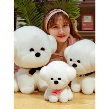 韓國萌物比熊小狗公仔白色毛絨玩具可愛布娃娃兒童小玩偶生日禮物