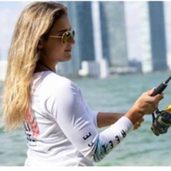 戶外女式夏輕薄V領釣魚服印花防曬服速干防紫外線UPF50+沙灘玩水