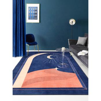 星空地毯客廳藍色現代抽象沙發條紋滿鋪房間藝術設計立體臥室床邊