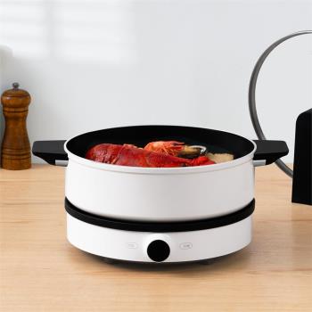 知吾煮小米米家可立蓋湯鍋白色電磁爐通用不粘鍋家用加厚大容量鍋