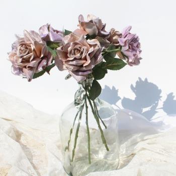 絹花絨布仿真花手感香水玫瑰花假花裝飾花客廳家居擺設花卉 大朵