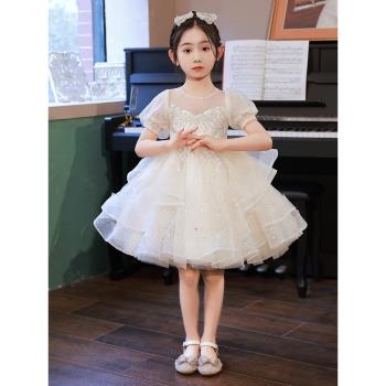 小女孩高端鋼琴演奏夏季兒童禮服