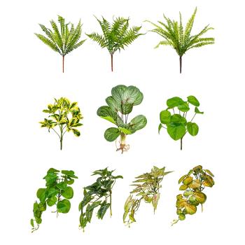 仿真植物綠色樹葉假蕨類綠蘿龜背大葉子室內綠植背景墻造景裝飾