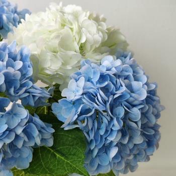高質軟裝仿真保濕手感繡球花假花客廳炫關裝飾茶幾花束白綠色藍色