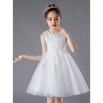 蓬蓬禮服白色兒童洋氣夏季公主裙
