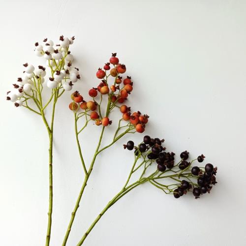 月季果仿真花果實餐桌上假花裝飾小白果發財果紅果子小號插花擺設