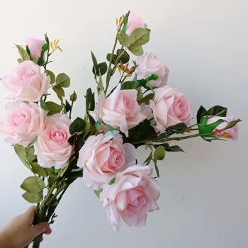 高品質單支大號手感保濕玫瑰仿真花歐式花束假花裝飾花客廳插花擺