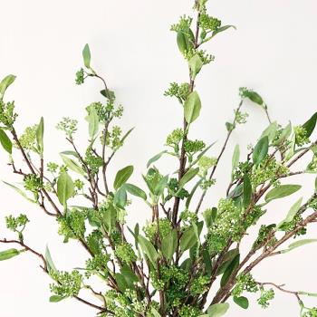 高檔長枝模擬南天果漿果枝藝術插花搭配塑膠假花家居裝飾擺件花藝