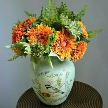 精美梵高向日葵把束高檔仿真花束假花室內客廳臥室茶幾擺放裝飾花