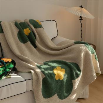 午休毯太陽花針織毯冬季毛毯珊瑚絨毯子ins風北歐單人辦公室蓋毯