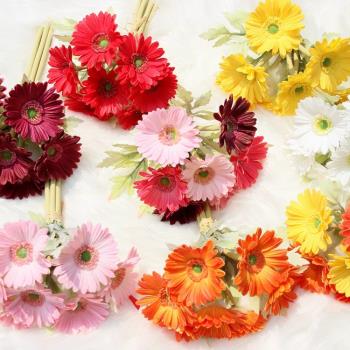 北歐 單束PU太陽花非洲菊 客廳插花假花仿真花絹花裝飾花擺件