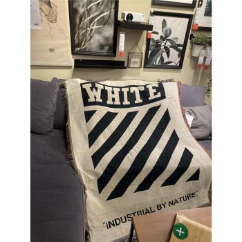 美國街裝飾毯休閑毯暗黑炫酷沙發毯潮流蓋毯毛毯off White