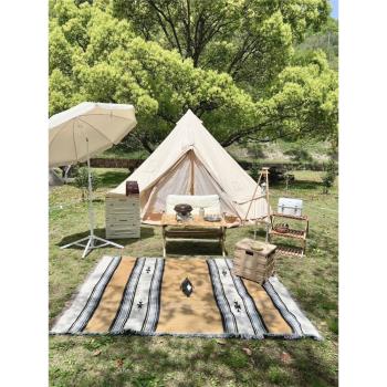 出日本訂單民族風戶外露營毯野餐毯帳篷門廳毯地毯駝色度假村