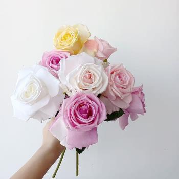 【比真花還真！】高仿真保濕肉粉色玫瑰假花花藝中號拍照道具單枝