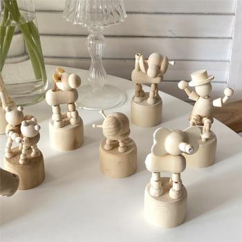 ins卡通個性創意DIY木質擺件拍照攝影白胚動物擺件兒童玩具禮品
