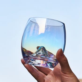 ins風北歐富士山喝水炫彩玻璃杯
