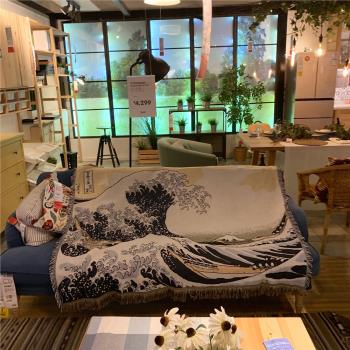 日本葛飾北齋 神奈川沖浪海浪日式浮世繪刺青裝飾 Kanagawa 毛毯