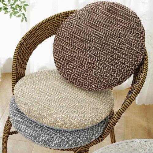 棉麻圓形坐墊加厚可拆洗藤椅坐墊圓凳椅子墊純色防滑可坐地墊四季