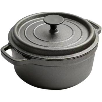 出口鑄鐵燉鍋老式傳統生鐵鍋燜燒鍋荷蘭鍋雙耳煲湯鍋無涂層不粘鍋