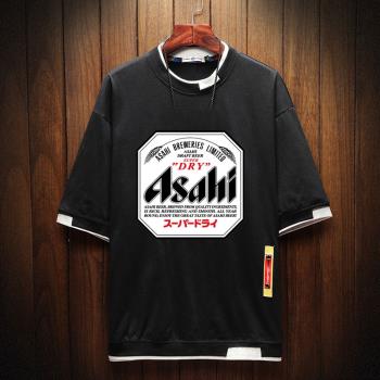 日本asahi beer男女短袖休閑T恤