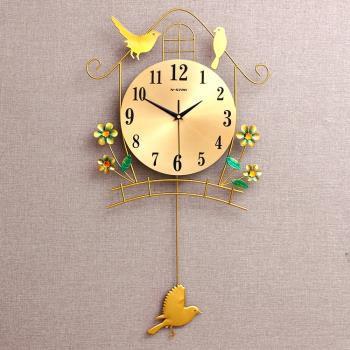 夜光鐘表掛鐘客廳個性創意簡約靜音臥室家用大氣現代時尚小鳥時鐘