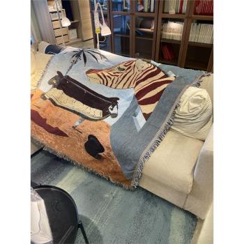 Lucian Freud鋼琴斑馬 弗洛伊德 北歐抽象 裝飾毯沙發毯蓋毯
