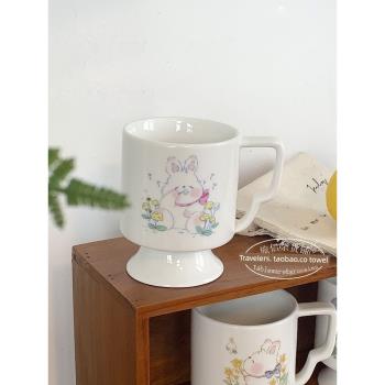 韓式ins可愛兔子陶瓷馬克杯咖啡拿鐵杯家用水杯高腳杯
