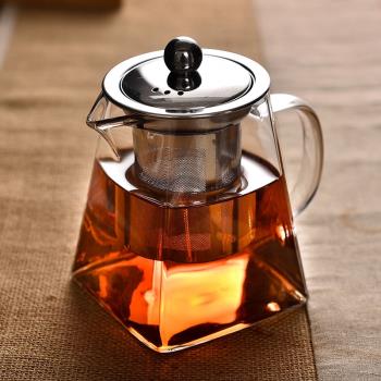 功夫茶具套裝客廳家用過濾泡茶壺加厚玻璃耐高溫花茶壺紅茶泡茶器