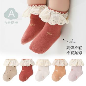 嬰幼兒花邊純棉中筒秋季女童襪子
