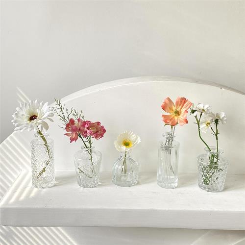 全球購ins風法式浪漫浮雕玻璃迷你小花瓶簡約居家現代小清新個性擺件