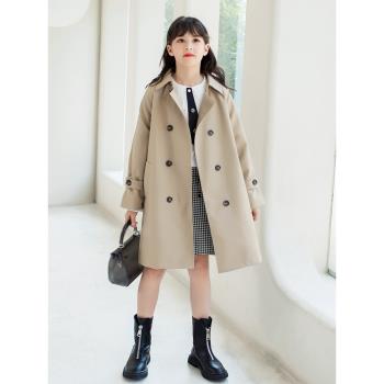長款小女孩秋裝中大兒童收腰風衣