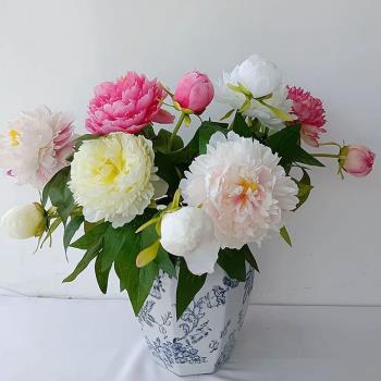 仿真花 芍藥 單只雙頭大朵 高品質 絹花牡丹樣板間軟裝花藝裝飾花