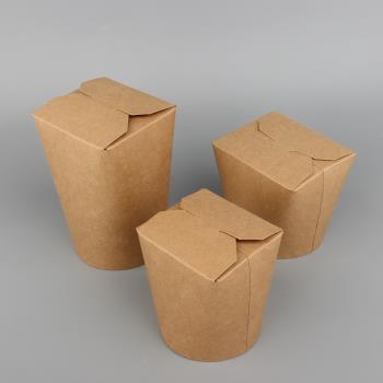 一次性圓底打包桶面條紙碗快餐盒外賣圓形打包桶封口牛皮紙桶