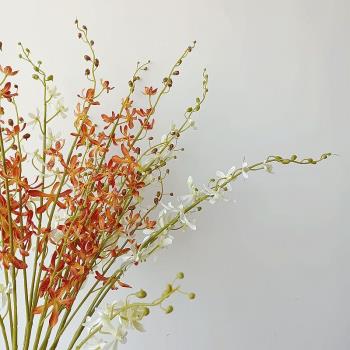 新款仿真花3叉珊瑚蘭家居客廳裝飾花室內餐桌假花干花擺設花卉