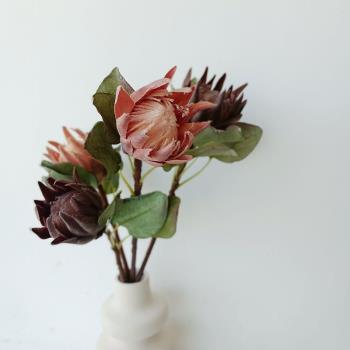 歐式簡約輕奢帝王花仿真花復古客廳餐桌塑膠假花擺件裝飾花藝擺設